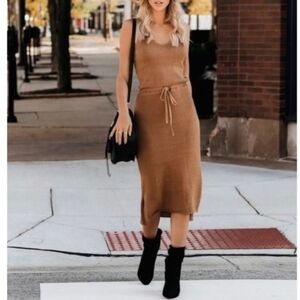 Camel Cotton Knit Dress